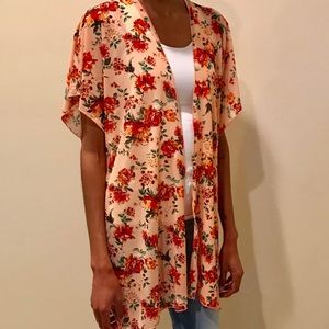 Ivy Rose Pink Stretch Floral Duster